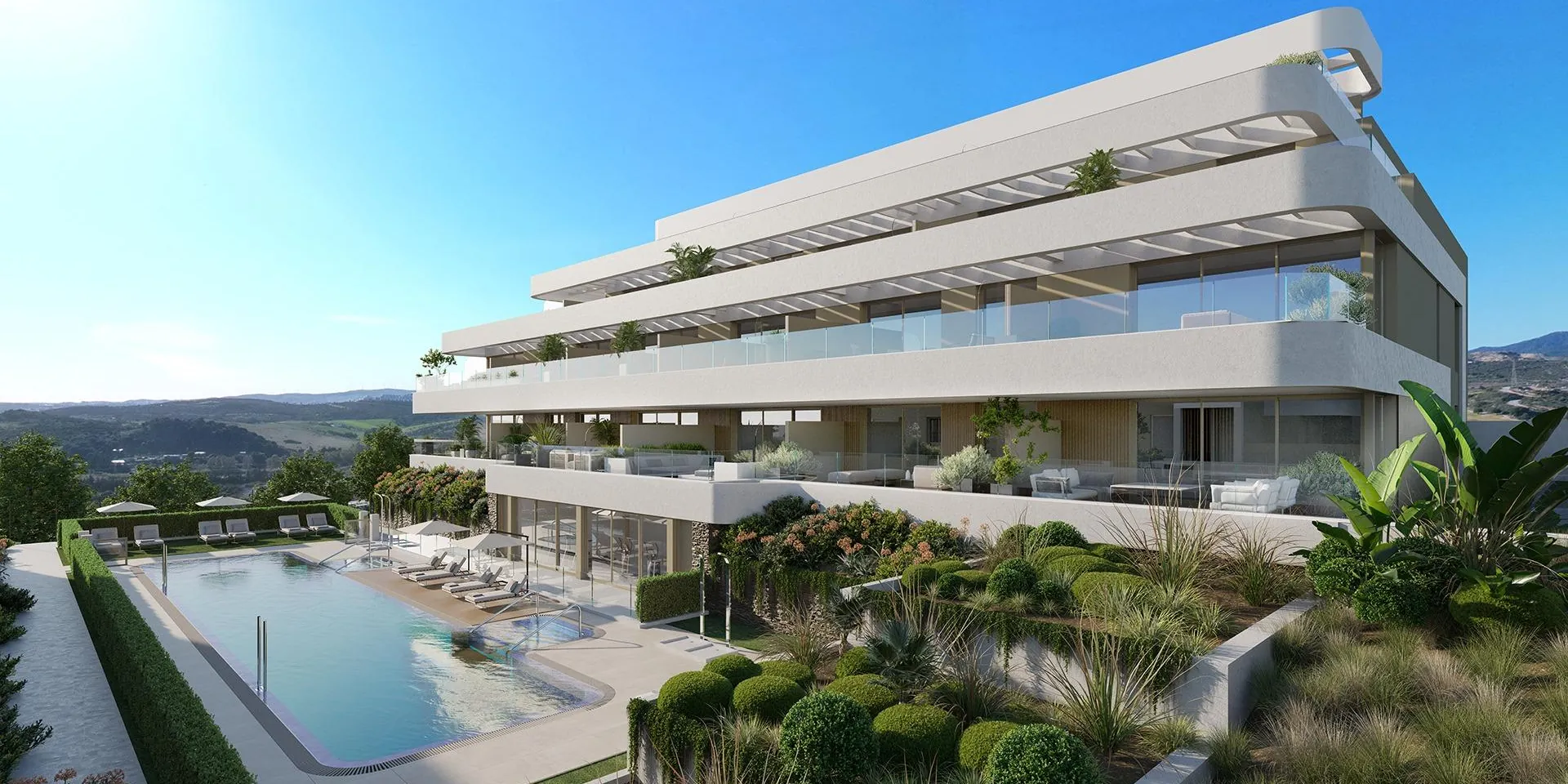Edificio de apartamentos con piscina en Arroyo Vaquero, Estepona